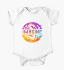 IMAGINE Colorful Watercolour Graphic Dragon One Piece - Short Sleeve