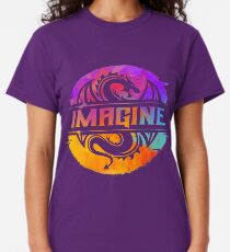 IMAGINE Colorful Watercolour Graphic Dragon Classic T-Shirt