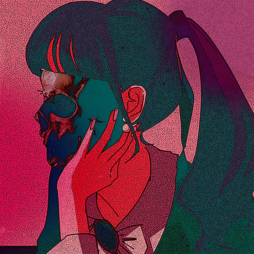 anime skull girl vaporwave synth retro psychedelic
