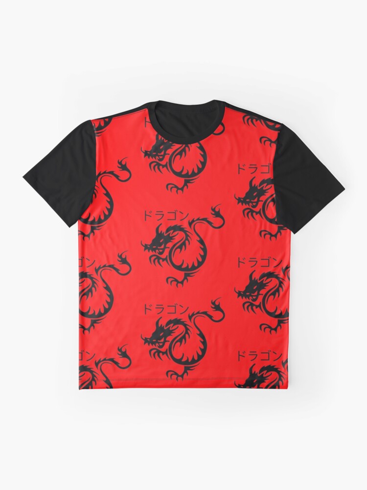 "Red And Black Japanese Good Luck Dragon Fuku Riu Design, Japaneses