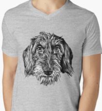 Wire-haired dachshund head Men's V-Neck T-Shirt