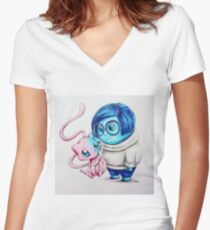 Pokémon Mew & Sadness Women's Fitted V-Neck T-Shirt