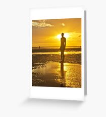 Crosby Beach Orange Sky Sunset Greeting Card