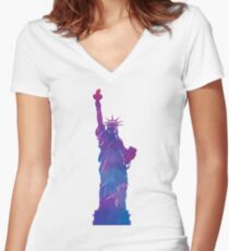 statue of liberty Women's Fitted V-Neck T-Shirt