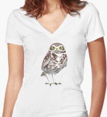 Burrowing Owl Women's Fitted V-Neck T-Shirt
