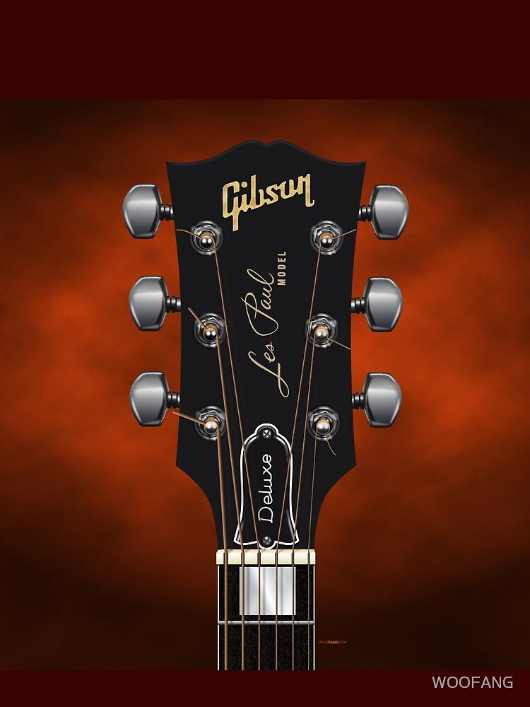 "GUITAR HEADSTOCK ART - GIBSON LES PAUL DELUXE" T-shirt by WOOFANG