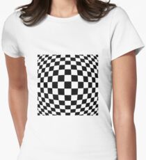 #black, #white, #chess, #checkered, #pattern, #flag, #board, #abstract, #chessboard, #checker, #square Women's Fitted T-Shirt