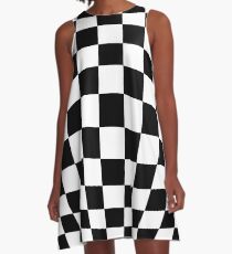 #black, #white, #chess, #checkered, #pattern, #flag, #board, #abstract, #chessboard, #checker, #square A-Line Dress