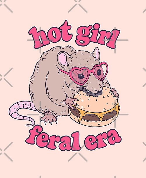 Item preview, Hot Girl Feral Era Funny Rat Eating Burger designed and sold by Jess.a.creates.