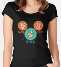 Paper Scissors Rock Cool Design Women's Fitted Scoop T-Shirt
