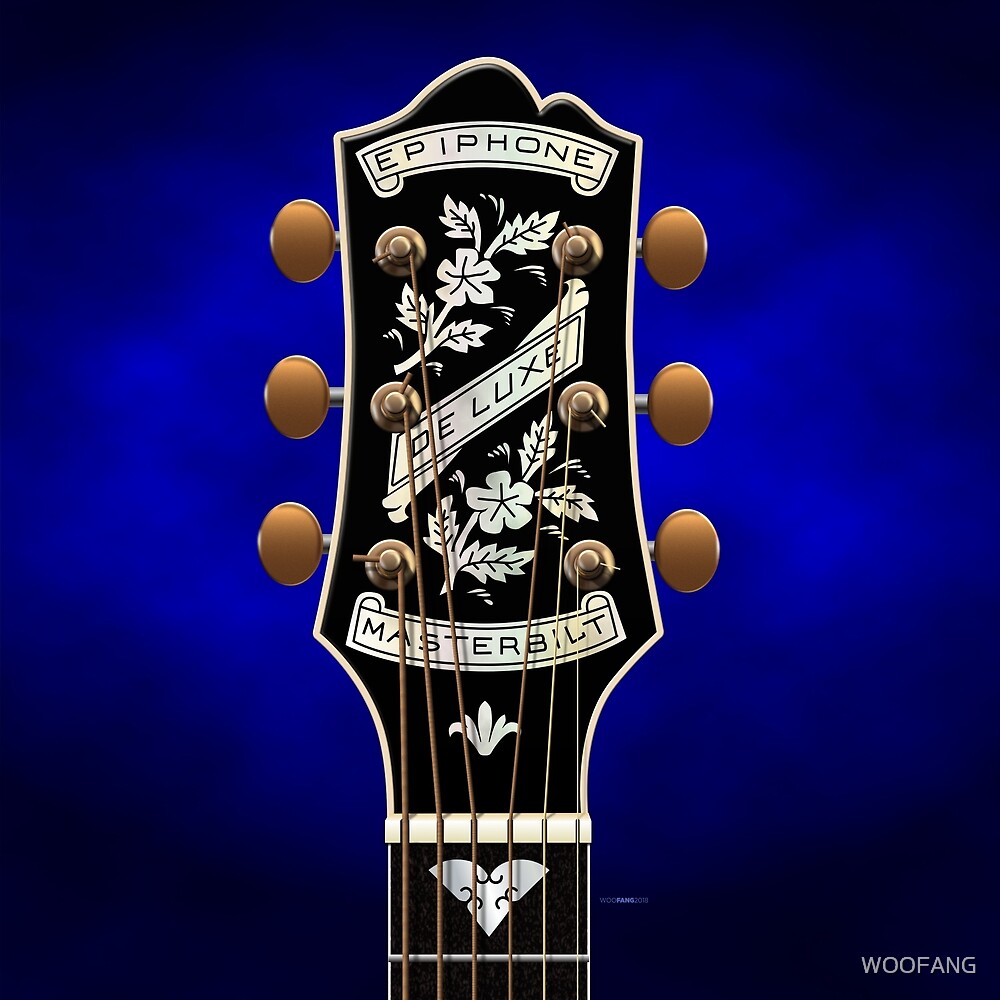 "GUITAR HEADSTOCK ART EPIPHONE DELUXE MASTERBILT" by WOOFANG Redbubble