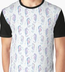 Pink Pastel Seahorses Drawing Graphic T-Shirt