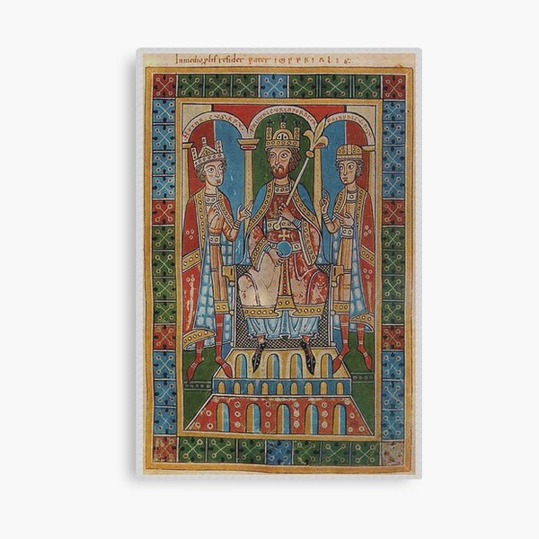 Frederick I Barbarossa and his two sons Canvas Print