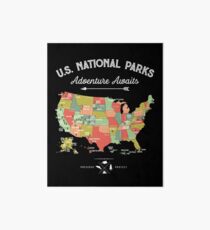 National Park Map Vintage T Shirt - All 59 National Parks Art Board