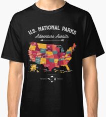 National Park Map Vintage T Shirt - All 59 National Parks Gifts Men Women Kids Classic T-Shirt