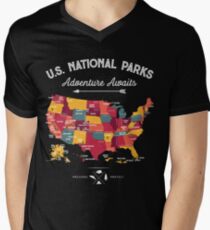 National Park Map Vintage T Shirt - All 59 National Parks Gifts Men Women Kids Men's V-Neck T-Shirt