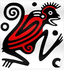 Aztec Monkey Motif Poster