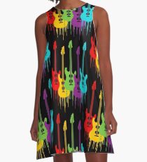 Vestido acampanado Coloridas guitarras eléctricas