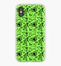 Cryptid Muster Schwarz auf Grün iPhone-Hülle & Cover