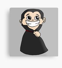 Halloween Smiling Smirk Wizard with Black Cloak - Gift Idea Metal Print
