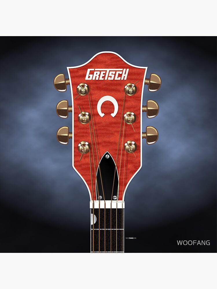 "GUITAR HEADSTOCK ART GRETSCH CHET ATKINS" Sticker by WOOFANG Redbubble