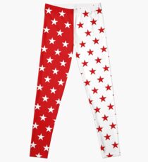 Leuchtend rot & amp; amp; Weiße Sterne Leggings