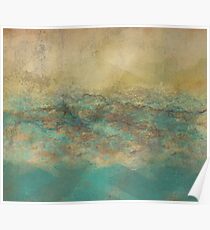 Turquoise and Natural Abstract Painting Poster