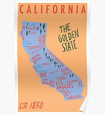 California State Karte Poster