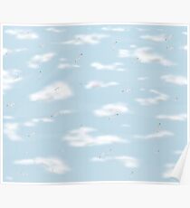 Sky, clouds and Seagulls Poster