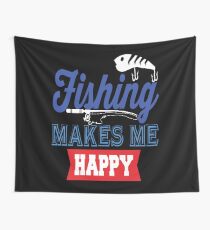 Fishing Makes Me Happy Wall Tapestry