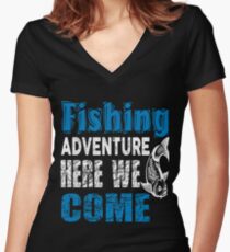 Fishing Adventure Here We Come Women's Fitted V-Neck T-Shirt