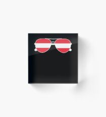 Austrian Flag Austria Sunglasses T-Shirt Austria Flag Tee Acrylic Block