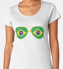 Brazilian Flag Brazil Sunglasses T-Shirt Brazil Flag Tee Women's Premium T-Shirt