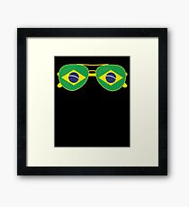Brazilian Flag Brazil Sunglasses T-Shirt Brazil Flag Tee Framed Print