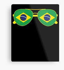 Brazilian Flag Brazil Sunglasses T-Shirt Brazil Flag Tee Metal Print