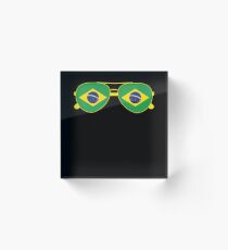 Brazilian Flag Brazil Sunglasses T-Shirt Brazil Flag Tee Acrylic Block