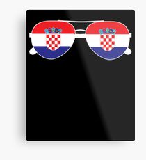 Croatian Flag Croatia Sunglasses T-Shirt Croatia Flag Tee Metal Print