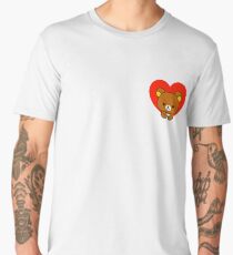 Cute Rilakkuma with Red Heart Design Print Men's Premium T-Shirt