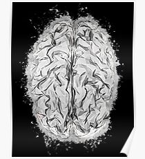 Brain low poly glowing Art Poster
