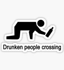 Drunken People Crossing Traffic Sign Sticker