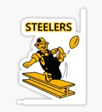 Steelers Vintage Pittsburgh Steelers - fantastic image of walking iron steel girder kicking football Sticker