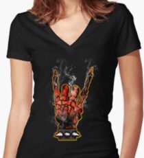 HEAVY METAL HAND SIGN - hellfire ***find hidden gems in my portfolio*** Women's Fitted V-Neck T-Shirt