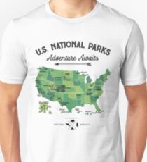 National Park Map Vintage T Shirt - All 59 National Parks Gifts T-shirt Men Women Kids Unisex T-Shirt