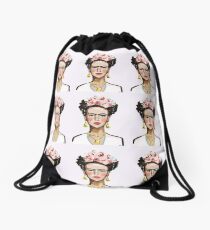 frida kahlo illustration Drawstring Bag