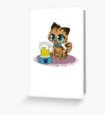 Oktoberfest Cat Beer Lederhosen Bier Germany Greeting Card