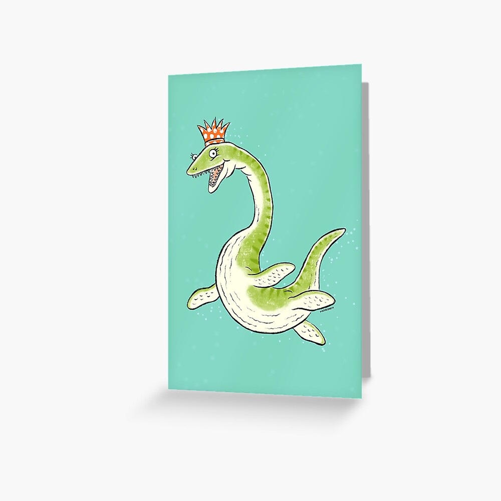 Plesiosaur in a party hat Greeting Card