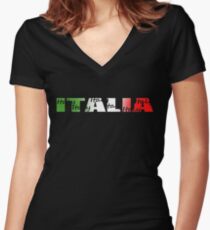 Camiseta entallada de cuello en V Italia