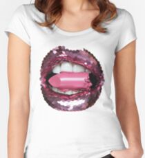BLING BLING KISS EAT LIPSTICK Tailliertes Rundhals-Shirt