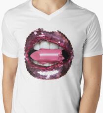 BLING BLING KISS EAT LIPSTICK T-Shirt mit V-Ausschnitt für Männer