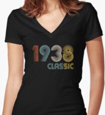 1938 classic 80 years old birthday Women's Fitted V-Neck T-Shirt
